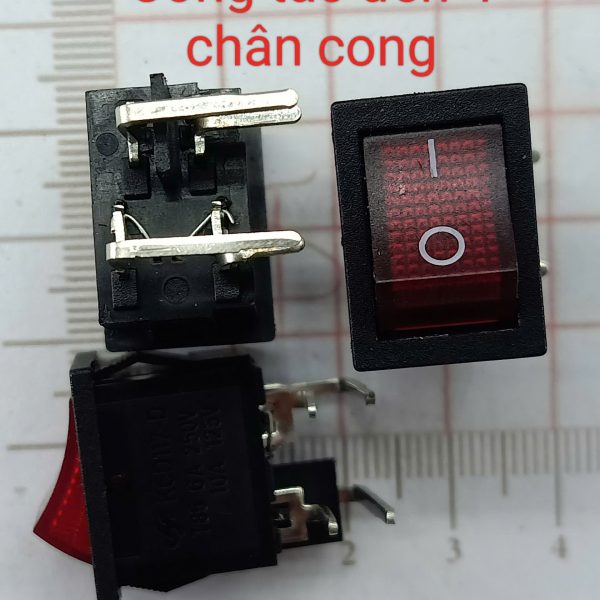 Công tắc nguồn KCD117-D 6A/250V 4 chân cong có đèn