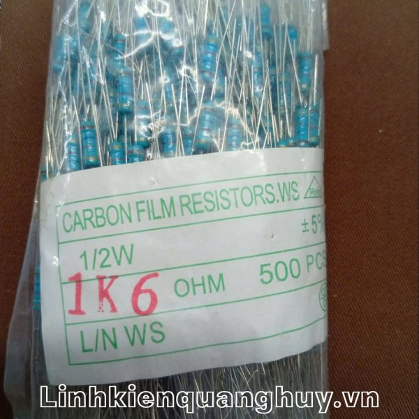 Điện trở vạch 1/2W 1K6 5% (10c)