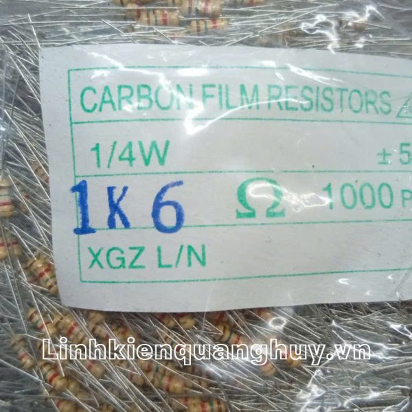 Điện trở vạch 1/4W 1K6 5% (50c)