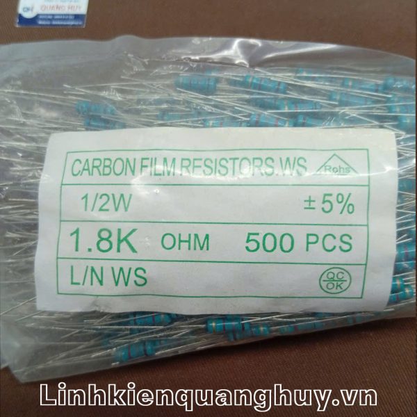 Điện trở vạch 1/2W 1K8 5% (10c)