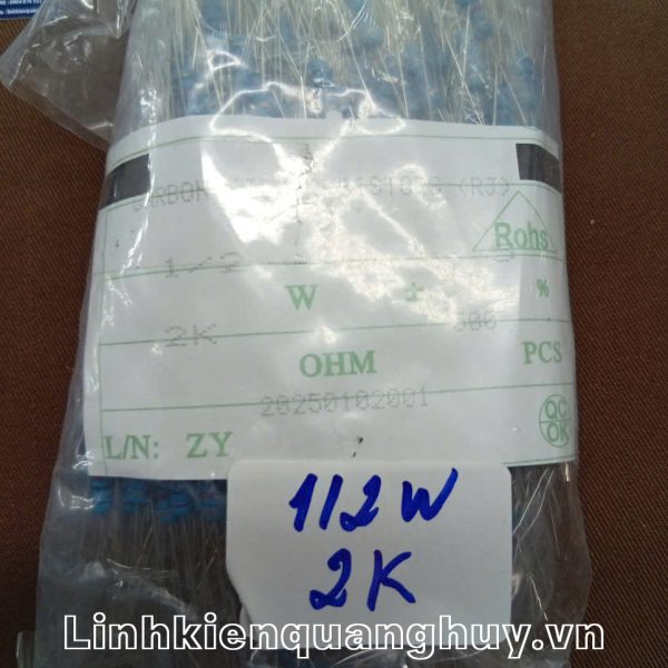 Điện trở vạch 1/2W 2K 5% (10c)