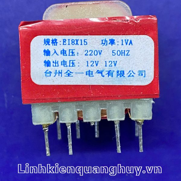 Biến áp 220V 1VA-12V kép,9 chân hàn PCB