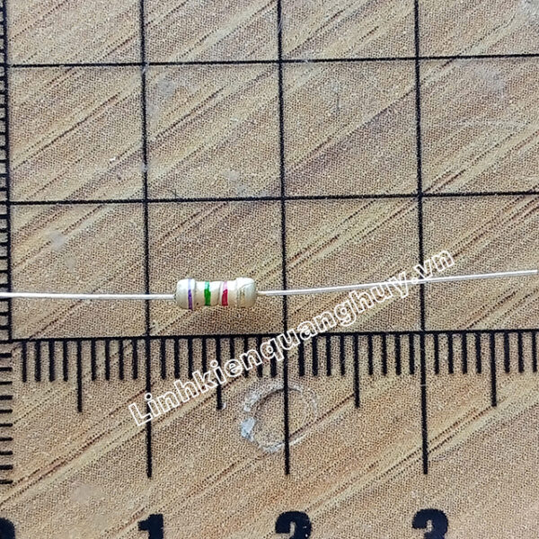 Điện trở vạch 1/4W 7K5 5% (50c)