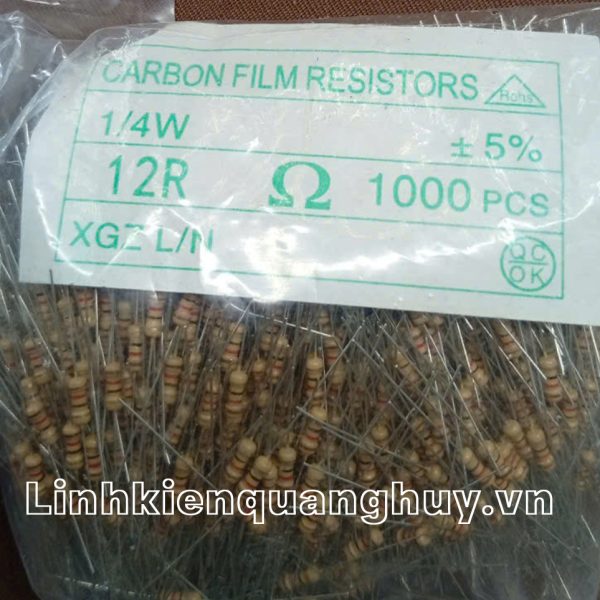 Điện Trở Vạch - Điện Trở Cắm 1/4W 12R 5% (50c)