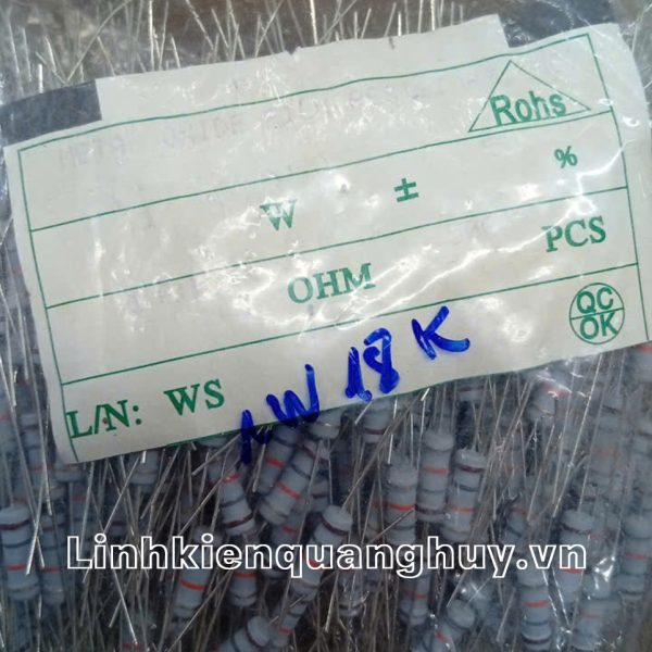 Điện Trở Vạch - Điện Trở Cắm 1W 18K 5% (10c)