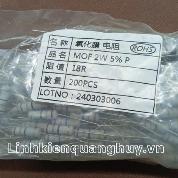 Điện Trở Vạch - Điện Trở Cắm 2W 18R 5% (10c)