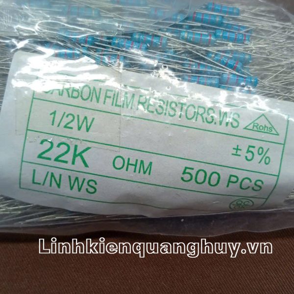 Điện Trở Vạch - Điện Trở Cắm 1/2W 22K 5% (10c)