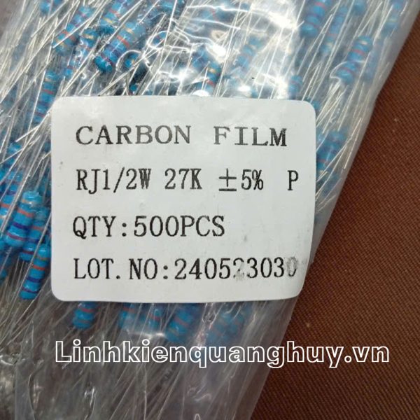 Điện trở vạch - Điện trở cắm 1/2W27K (10c)