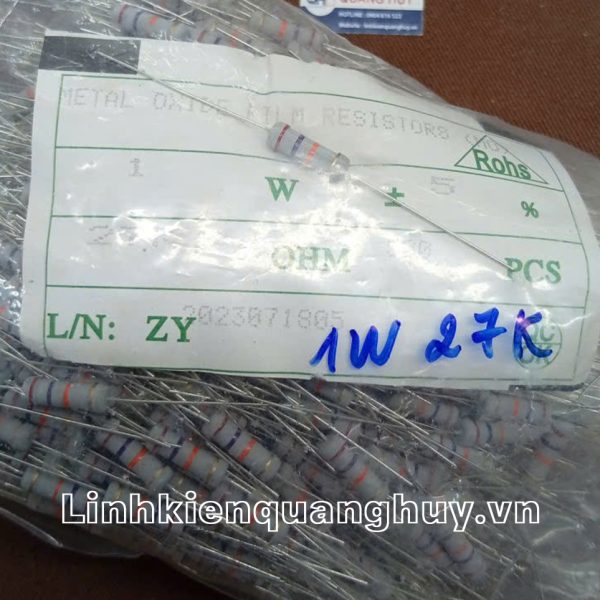 Điện trở vạch - Điện trở cắm 1W27K (10c)