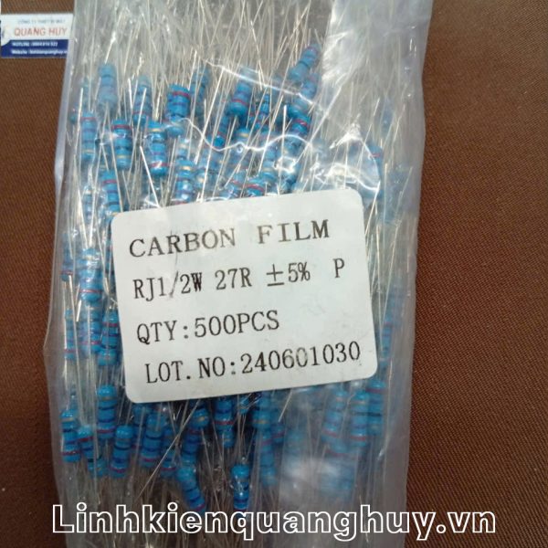 Điện trở vạch - Điện trở cắm 1/2W27R (10c)
