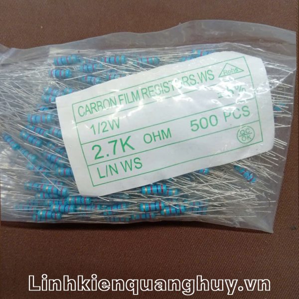 Điện trở vạch 1/2W 2K7 5% (10c)