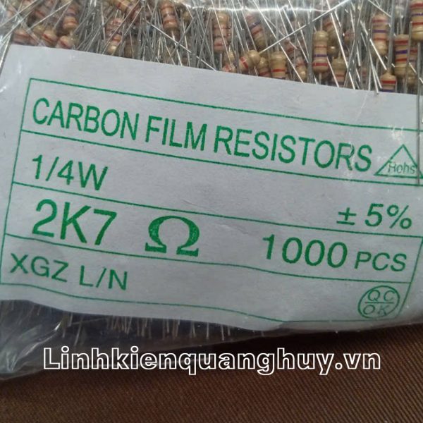 Điện trở vạch 1/4W 2K7 5% (50c)