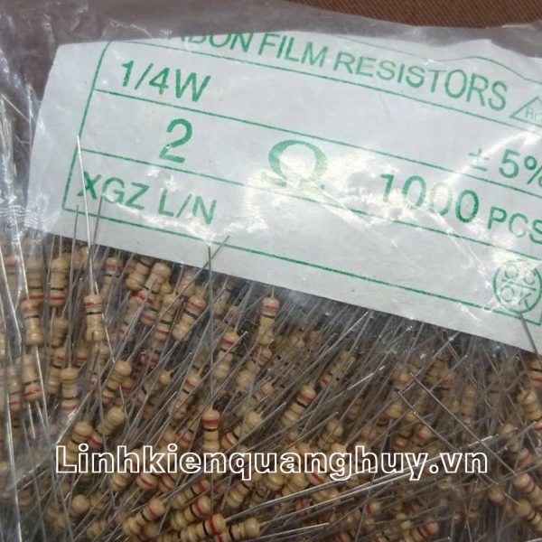 Điện trở vạch 1/4W 2R 5% (50c)