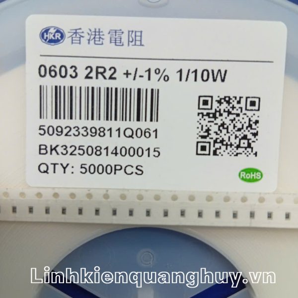 Điện trở dán 2R2 1% 0603 (50c)