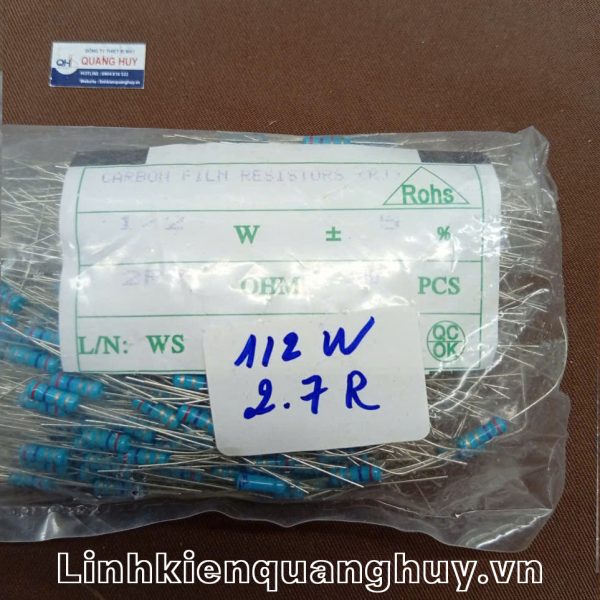 Điện trở vạch 1/2W 2R7 5% (10c)