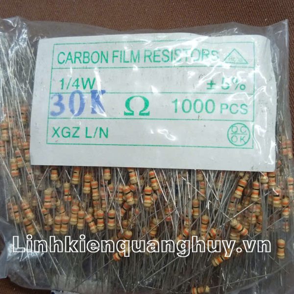 Điện trở vạch - Điện trở cắm 1/4W30K (10c)