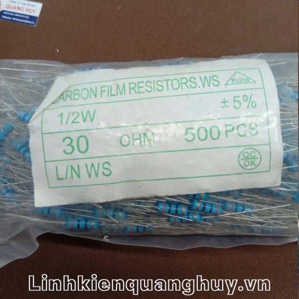Điện trở vạch - Điện trở cắm 1/2W30R (10c)