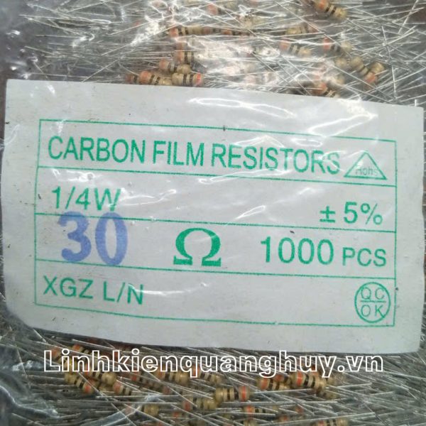 Điện trở vạch - Điện trở cắm 1/4W30R (10c)