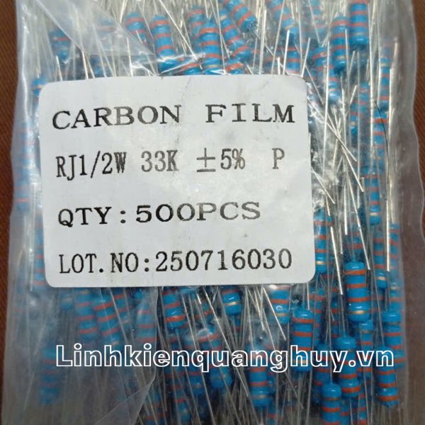 Điện trở vạch - Điện trở cắm 1/2W33K (10c)