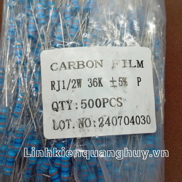 Điện trở vạch - Điện trở cắm 1/2W36K (10c)