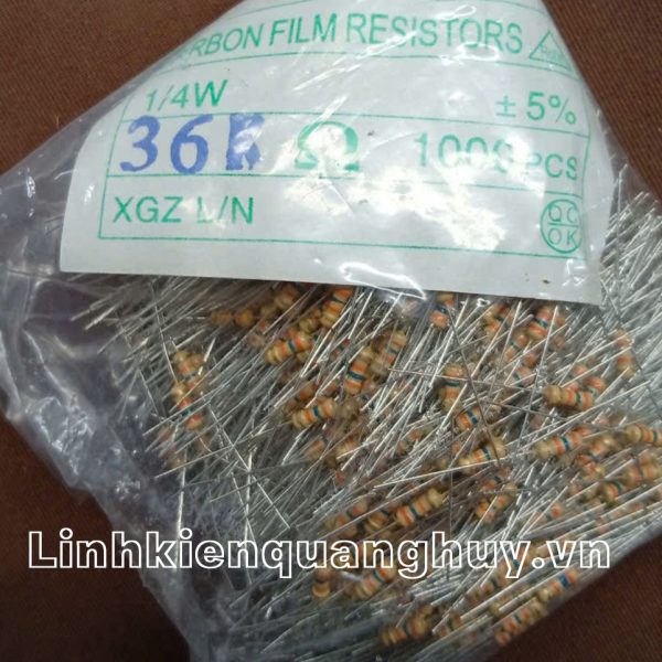 Điện trở vạch - Điện trở cắm 1/4W36K (10c)