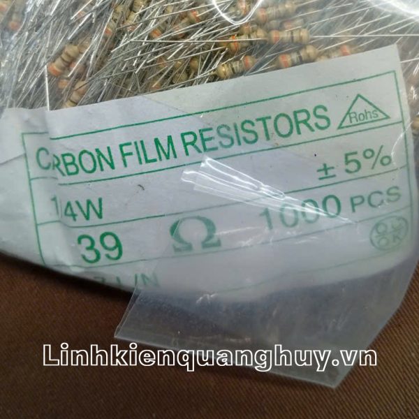 Điện trở vạch - Điện trở cắm 1/4W39R (10c)