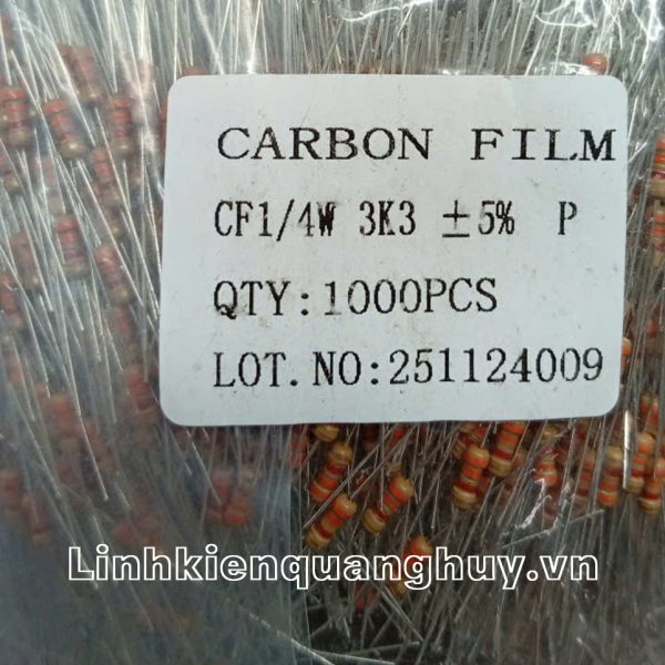 Điện trở vạch 1/4W 3K3 5% (50c)