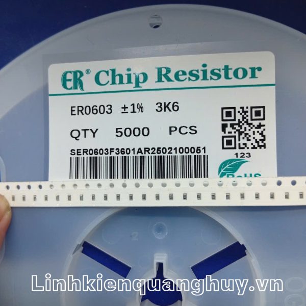 Điện trở dán 3K6 1% 0603 (50c)