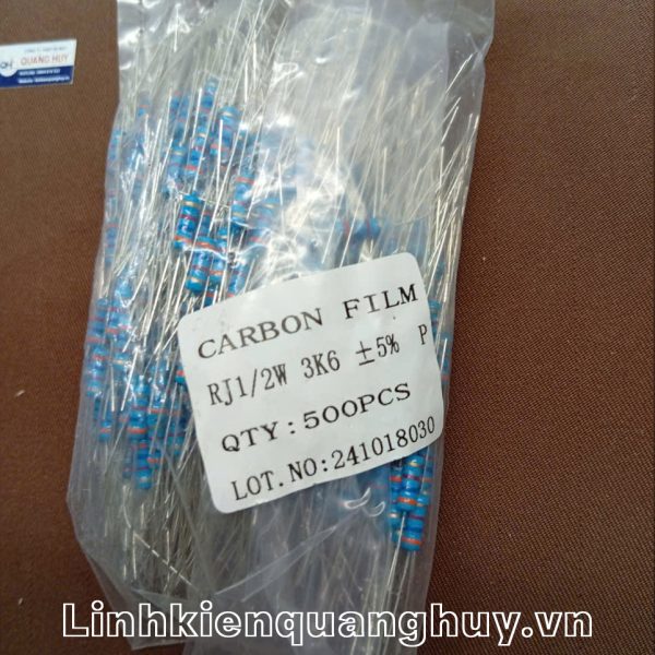 Điện trở vạch 1/2W 3K6 5% (10c)