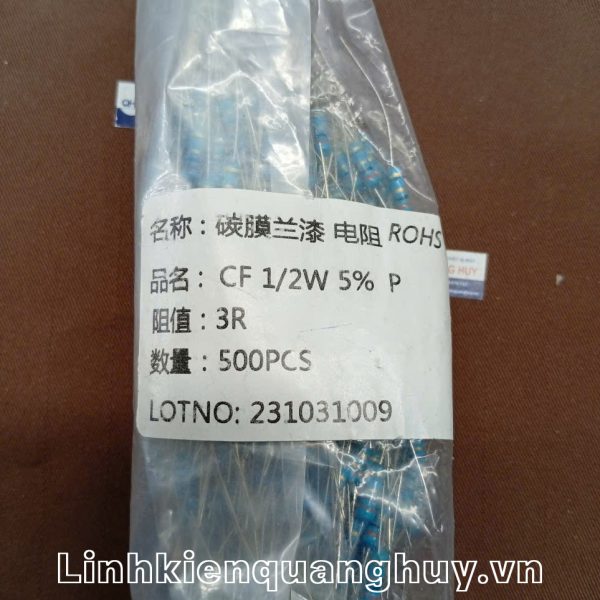 Điện trở vạch 1/2W 3R 5% (10c)