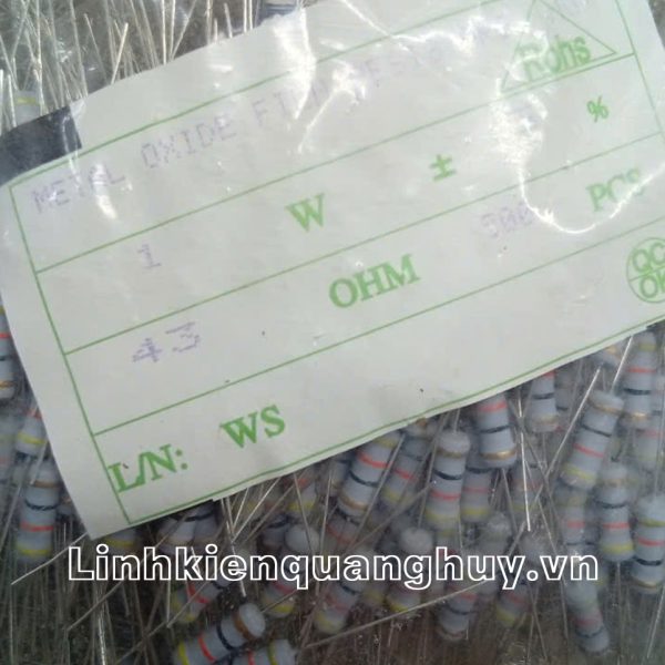 Điện trở vạch - Điện trở cắm 1W43R (10c)