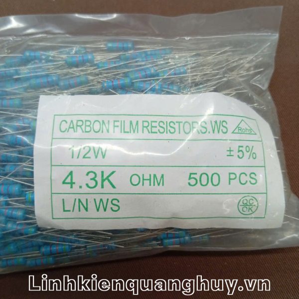 Điện trở vạch 1/2W 4K3 5% (10c)