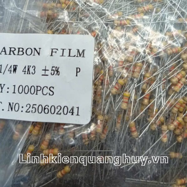 Điện trở vạch 1/4W 4K3 5% (50c)
