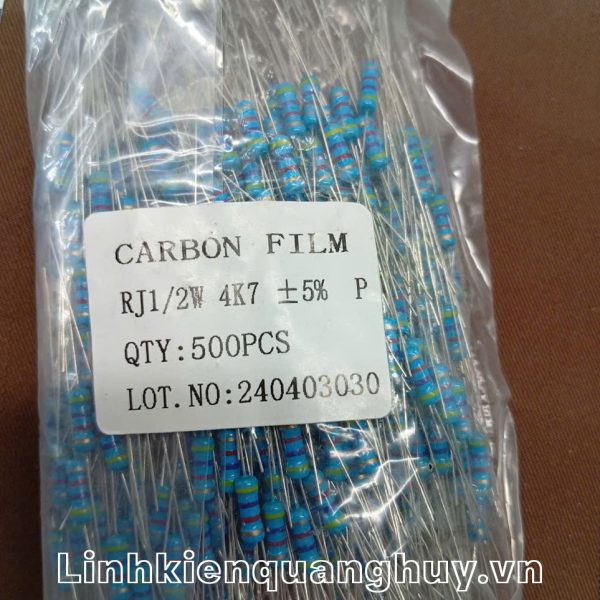 Điện trở vạch 1/2W 4K7 5% (10c)