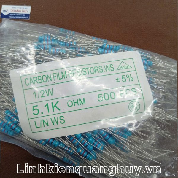 Điện trở vạch 1/2W 5K1 5% (10c)