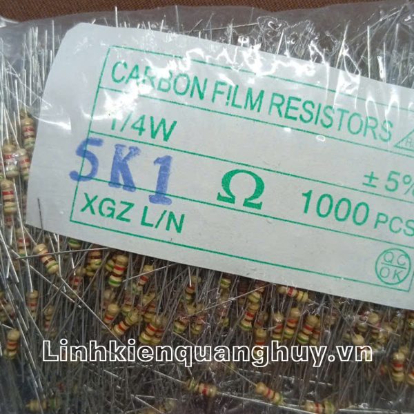 Điện trở vạch 1/4W 5K1 5% (50c)