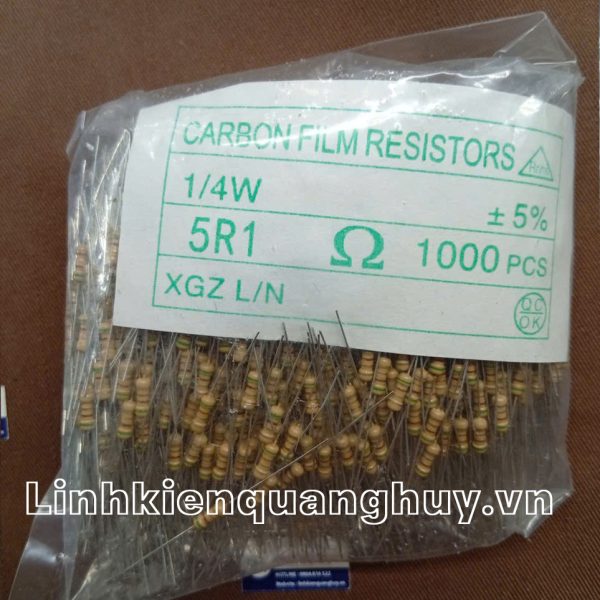 Điện trở vạch 1/4W 5K1 5% (50c)
