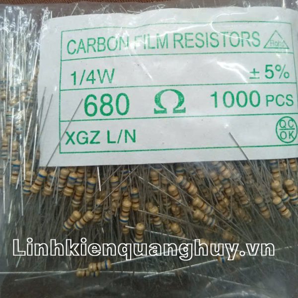 Điện trở vạch- Điện trở cắm 1/4W 5% 680R (50c)