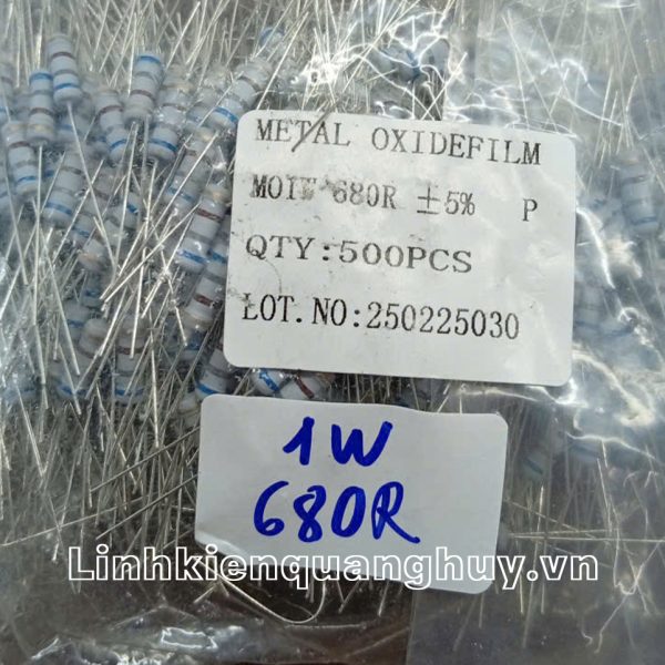 Điện trở vạch- Điện trở cắm 1W 5% 680R (10c)