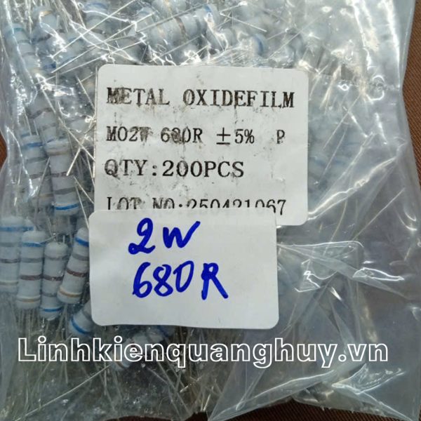 Điện trở vạch- Điện trở cắm 2W 5% 680R (10c)