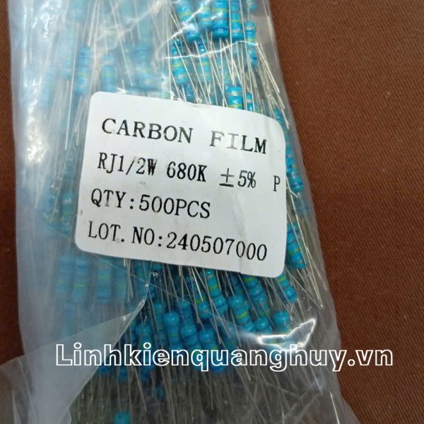 Điện trở vạch- Điện trở cắm 1/2W 5% 680K (10c)