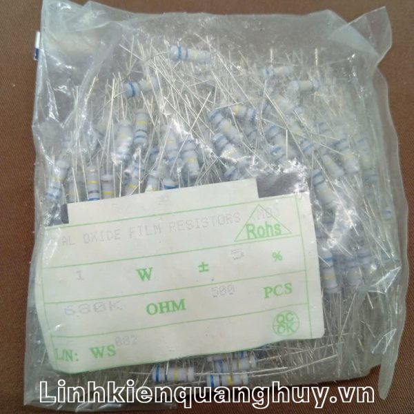 Điện trở vạch- Điện trở cắm 1W 5% 680K (10c)