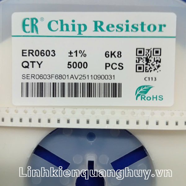 Điện trở dán 6K8 1% 0603 (50c)