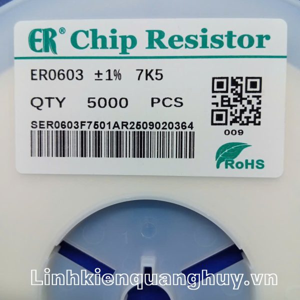 Điện trở dán 7K51% 0603 (50c)