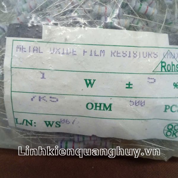 Điện trở vạch 1W 7K5 5% (10c)