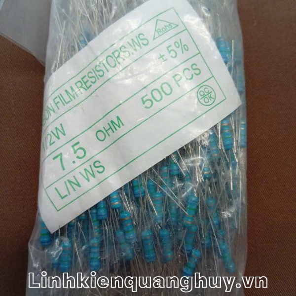 Điện trở vạch 1/2W 7R5 5% (10c)