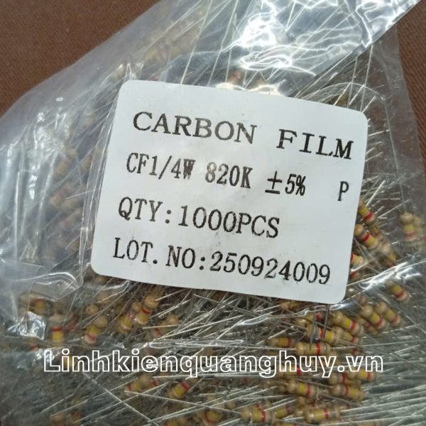 Điện trở vạch- Điện trở cắm 1/4W 5% 820K (50c)