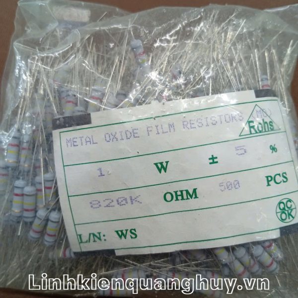 Điện trở vạch- Điện trở cắm 1W 5% 820K (10c)