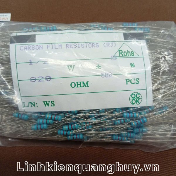 Điện trở vạch- Điện trở cắm 1/2W 5% 820R (10c)