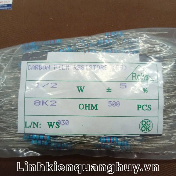 Điện trở vạch 1/2W 8K2 5% (10c)